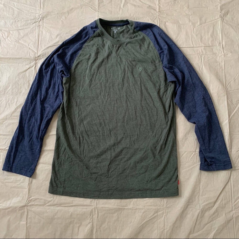 Men’s IZOD Shirt, Size M, Green with Blue Sleeves